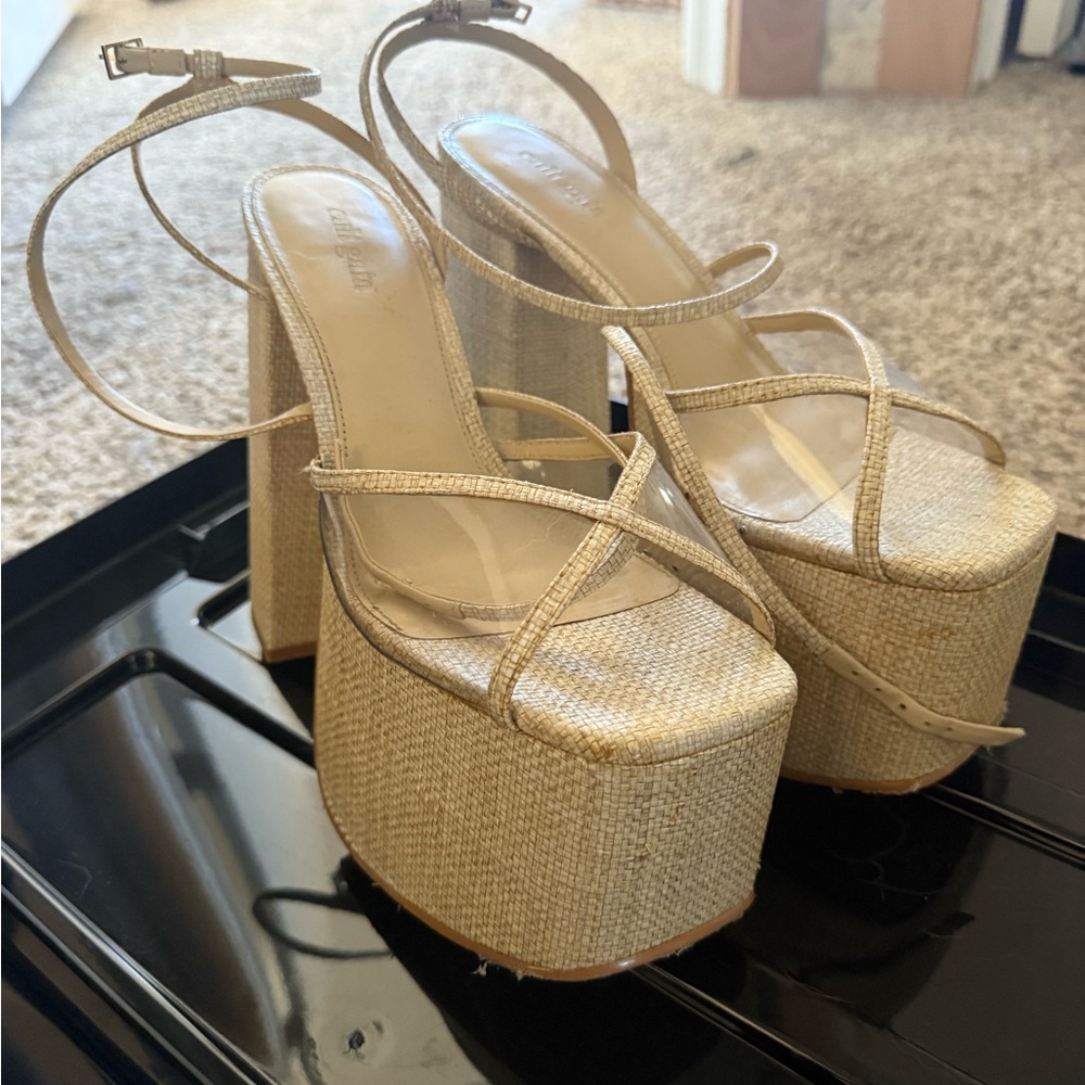 Cult Gaia Elegant Platform Sandals - Cream